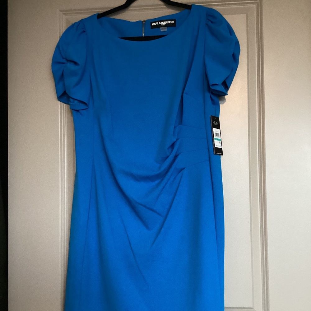 KARL LAGERFELD PARIS Ruched Sleeve Sheath Dress, size 16